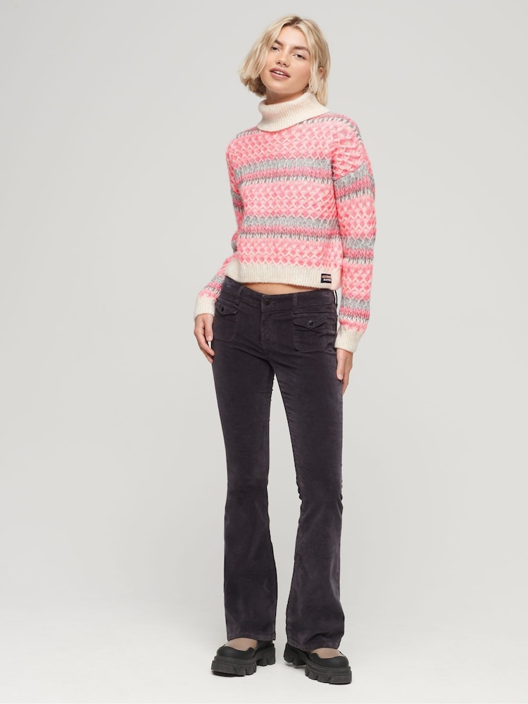 Alb - Superdry Guler întors Decupat/Trei sferturi Knit Pulover - Image 2 of 3