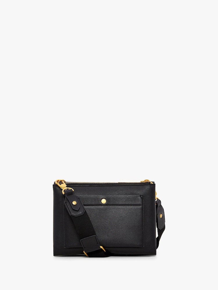 Jasper Conran London Dahlia Pu 3 Section Flap Over Black Bag - Image 2 of 6