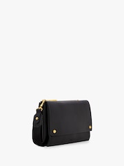 Jasper Conran London Dahlia Pu 3 Section Flap Over Black Bag - Image 3 of 6
