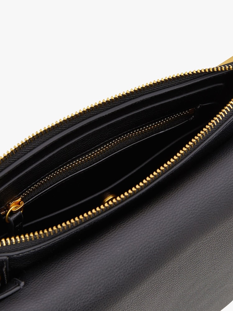 Jasper Conran London Dahlia Pu 3 Section Flap Over Black Bag - Image 6 of 6