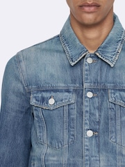 AllSaints Blue Fitted Trucker Jacket - Image 4 of 8