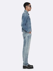AllSaints Blue Fitted Trucker Jacket - Image 5 of 8