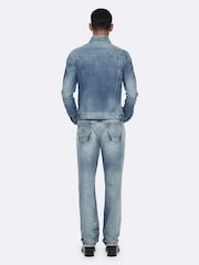 AllSaints Blue Fitted Trucker Jacket - Image 6 of 8