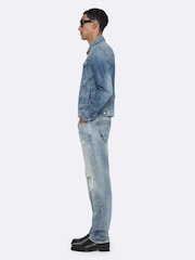 AllSaints Blue Fitted Trucker Jacket - Image 7 of 8