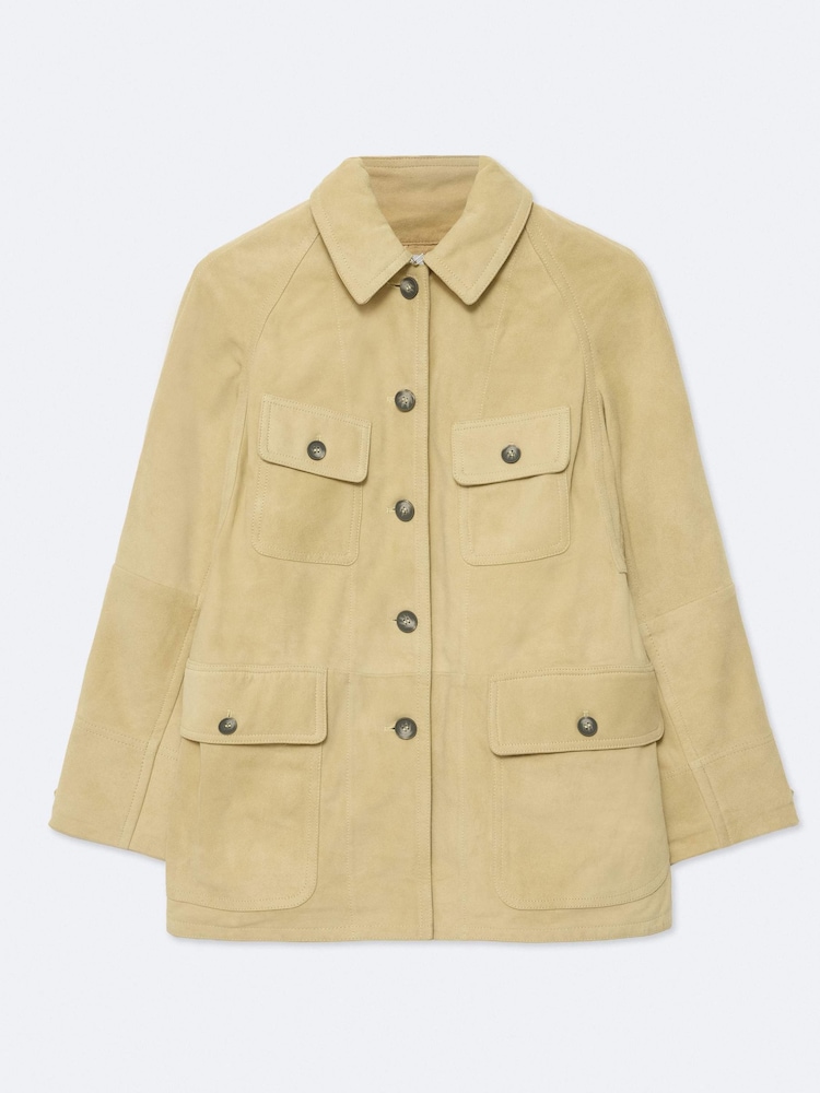 AllSaints Yellow Roiya Suede Jacket - Image 8 of 8