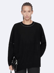AllSaints Black Martel Jumper - Image 1 of 8
