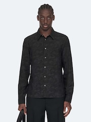 AllSaints Black Seraphim Long Sleeve Shirt - Image 1 of 8