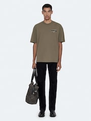 AllSaints Olive Green Redact Short Sleeve T-Shirt - Image 3 of 8