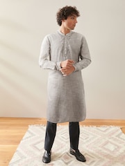 Grey Mens Long Length Kurta - Image 1 of 9