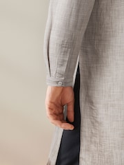 Grey Mens Long Length Kurta - Image 6 of 9