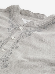 Grey Mens Long Length Kurta - Image 8 of 9