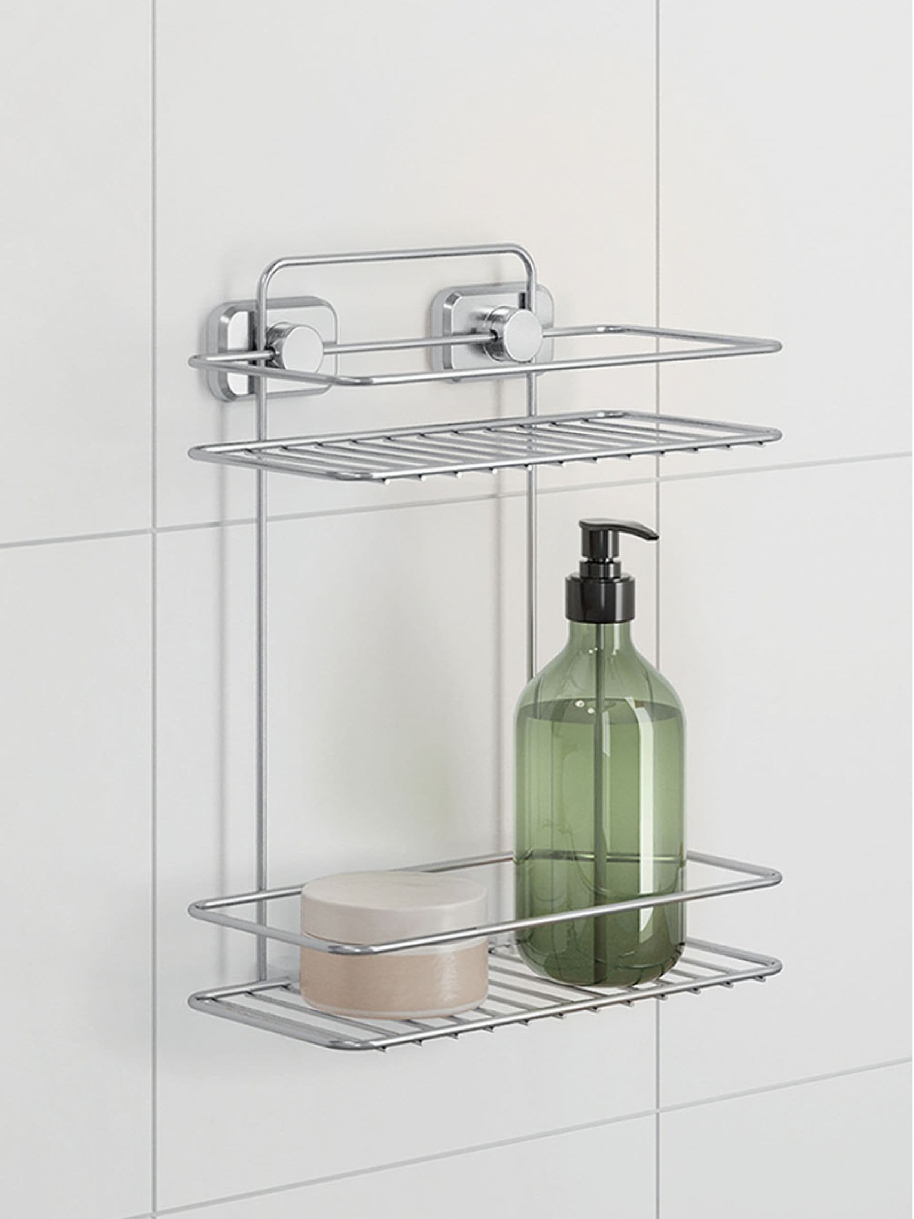 Metaltex Unisex Silver 2 Tier Rectangular Shelf Bathroom Accessorie