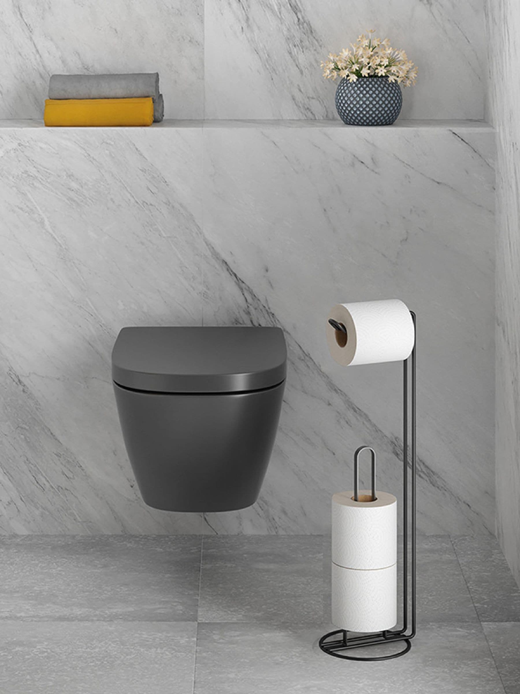 Metaltex Unisex Black Origin Toilet Roll Holder - Image 1