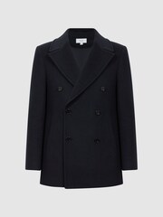 Reiss Light Navy Bergamo Wool Blend Double Breasted Peacoat - Image 2 of 6