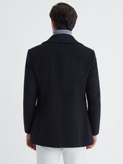 Reiss Light Navy Bergamo Wool Blend Double Breasted Peacoat - Image 5 of 6