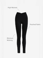 Black Wrap Waist Balance Wrap Front Yoga Leggings - Image 6 of 6