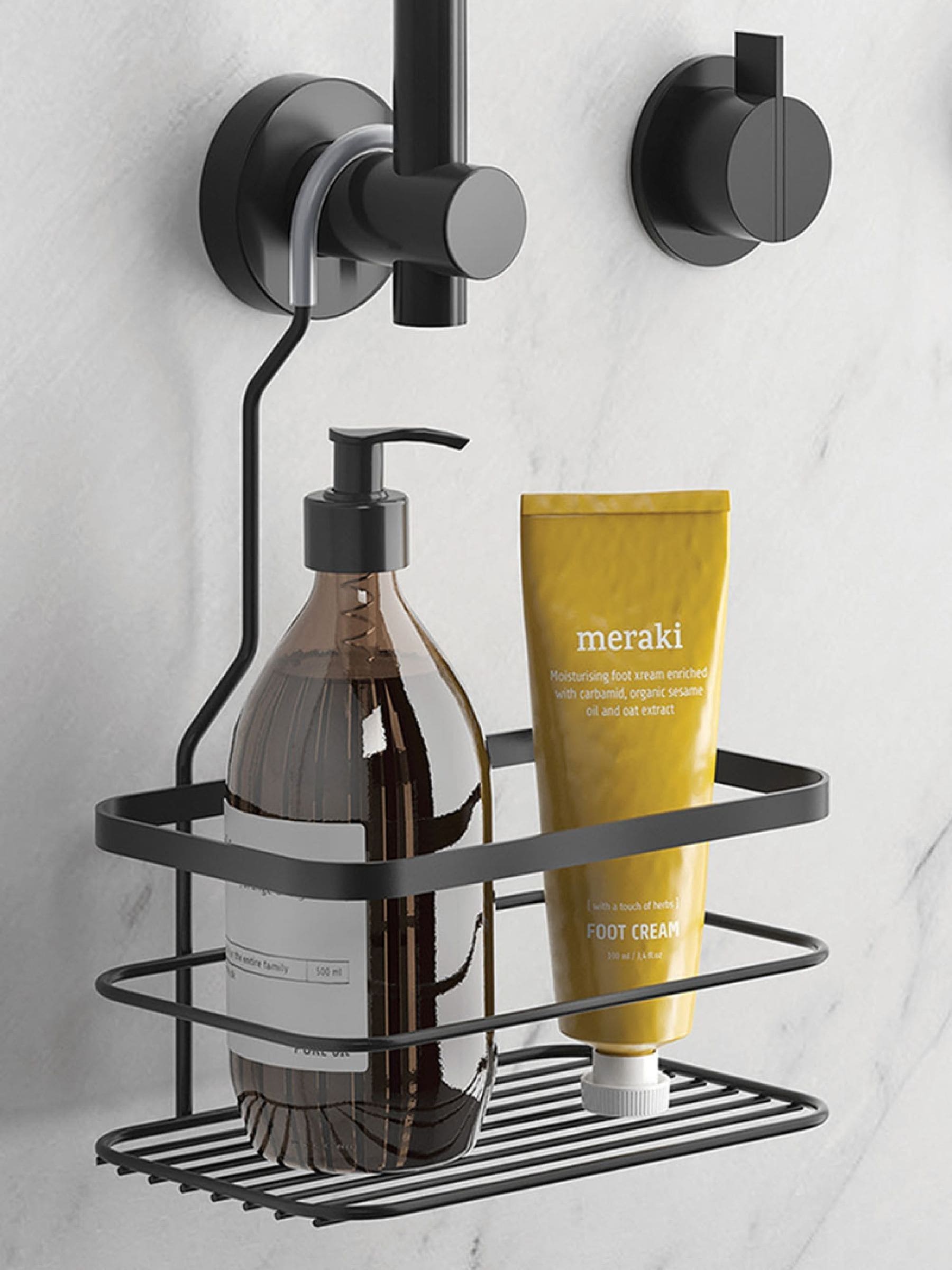 Metaltex Unisex Black Origin Shower Rail Basket - Image 1