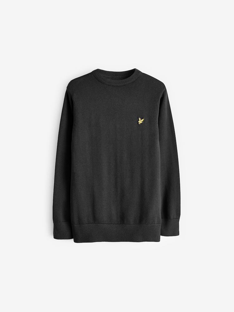 Lyle & Scott Black Boys Crew Neck Knitted 100% Cotton Jumper - Image 1 of 4