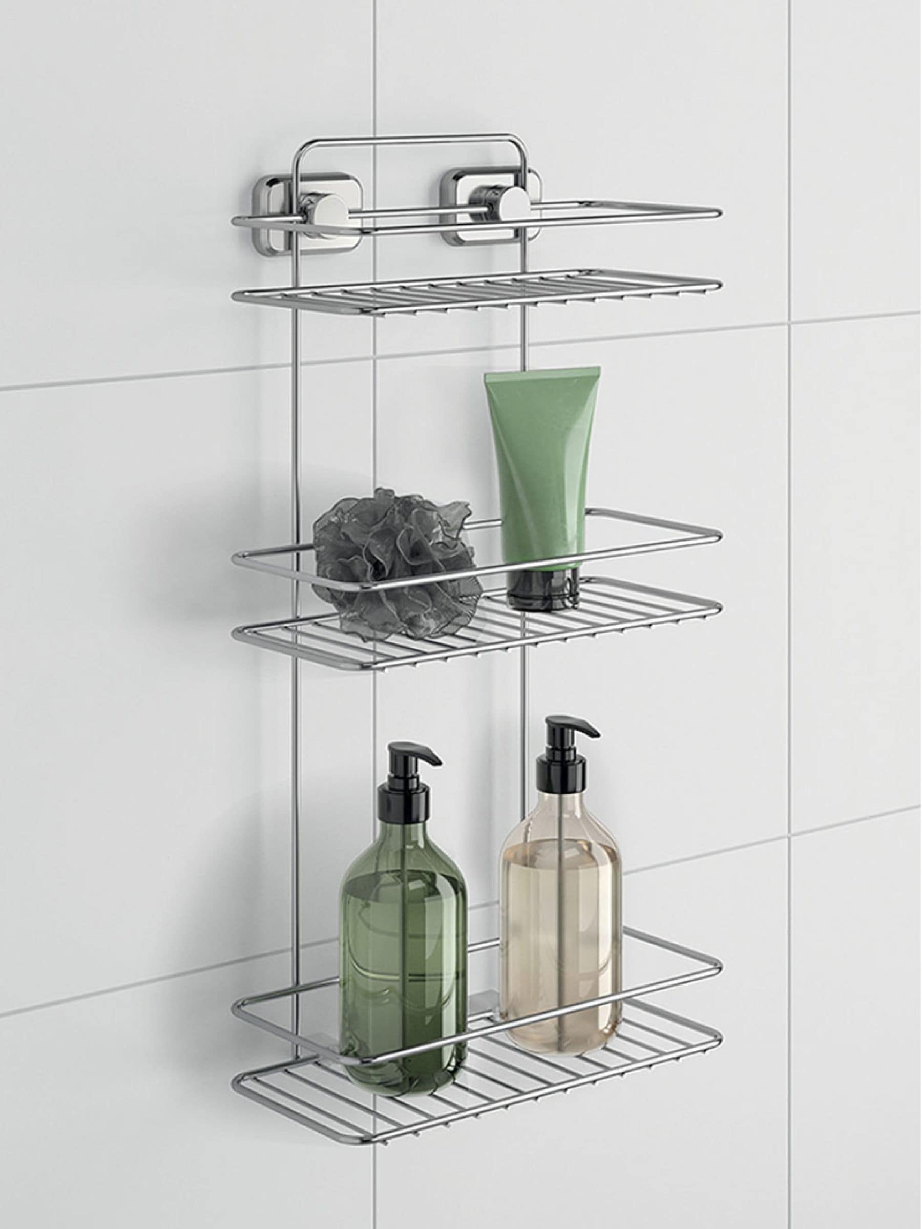 Metaltex Unisex Silver 3 Tier Rectangular Shelf Bathroom Accessorie - Image 1