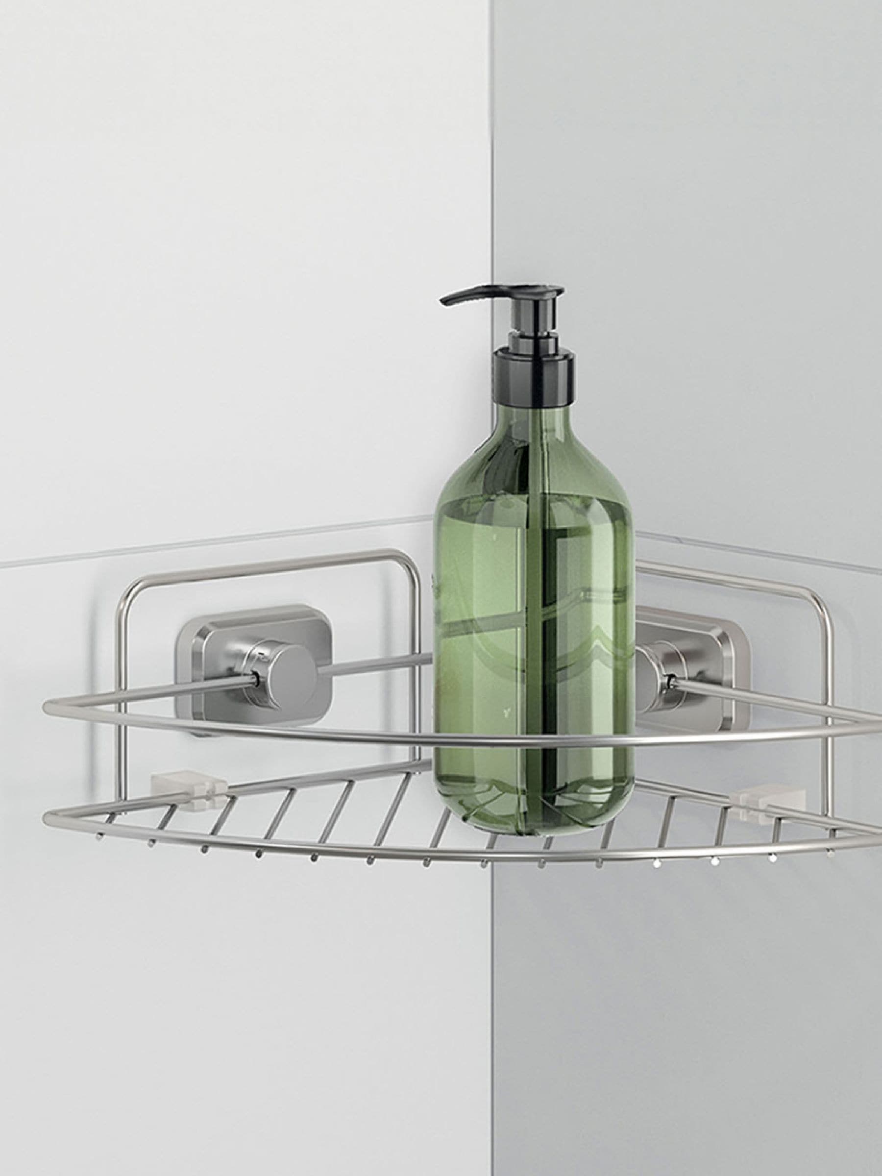 Metaltex Unisex Silver 1 Tier Corner Shelf - Image 1