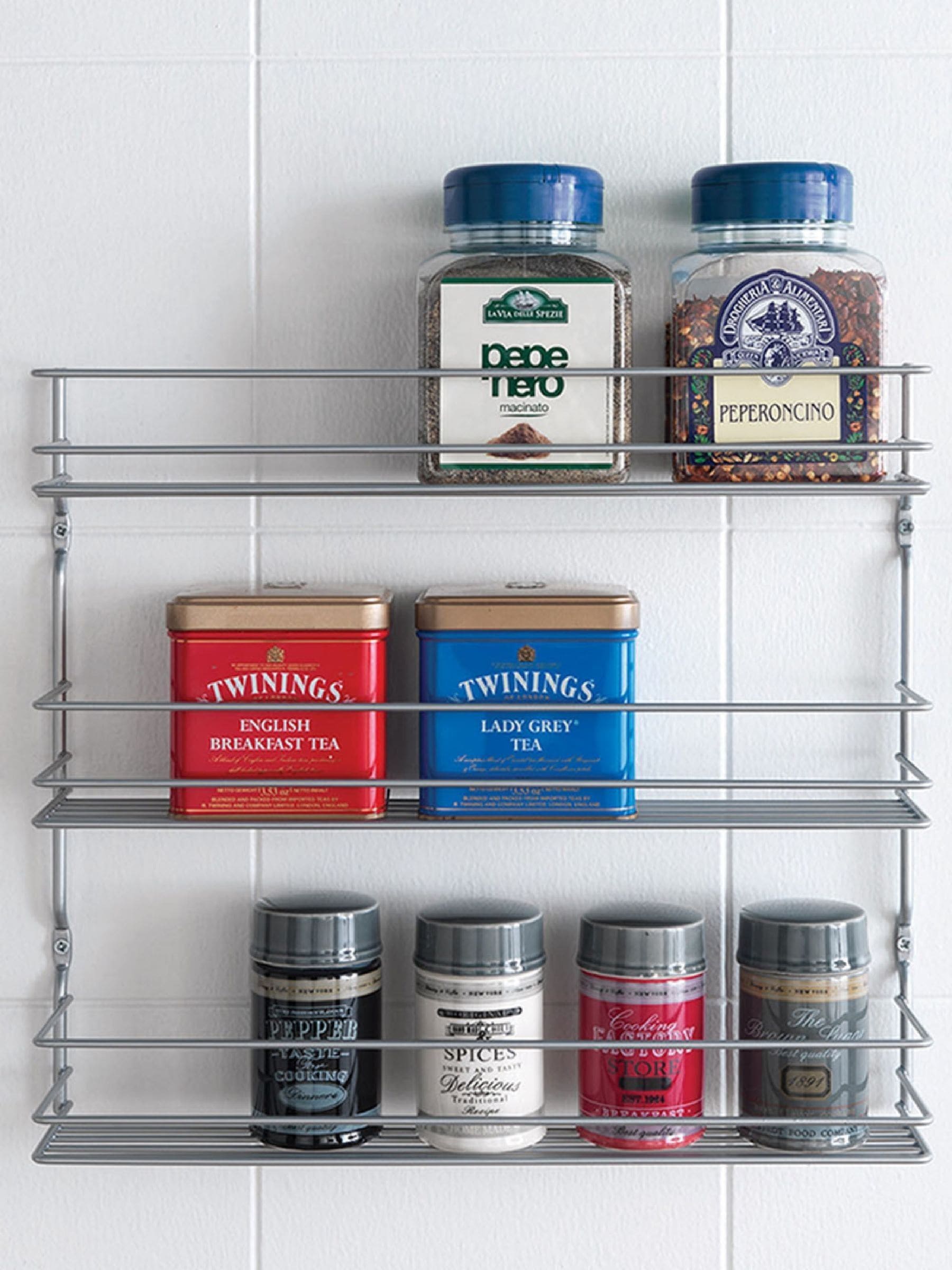 Metaltex Unisex Silver Pepito 3-Tier Wall Mount Spice Rack Kitchen Organizer In - Image 4