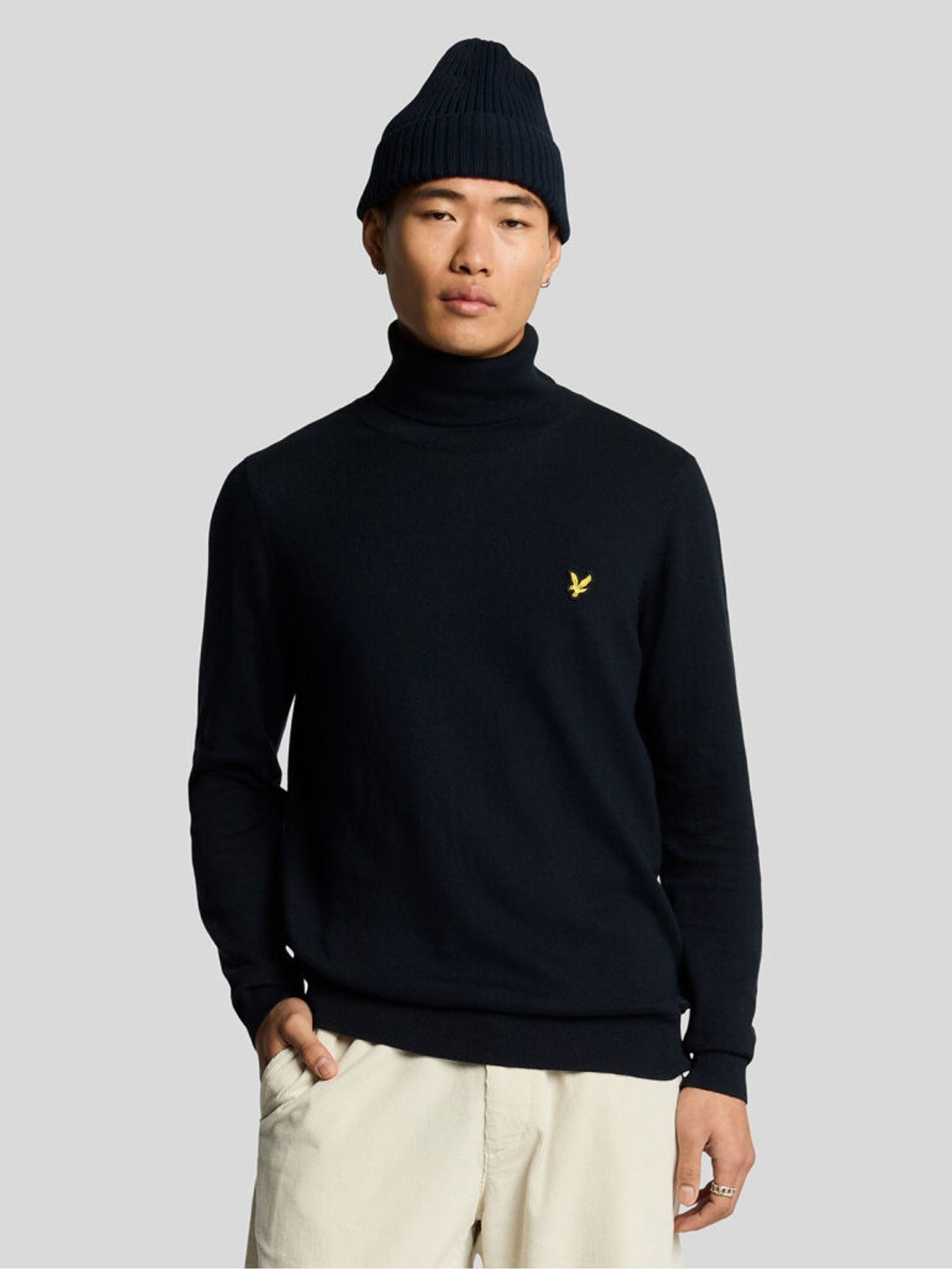 Lyle and Scott Cotton Merino Turtleneck Jumper In Navy, Men's Size XXL - Image 3