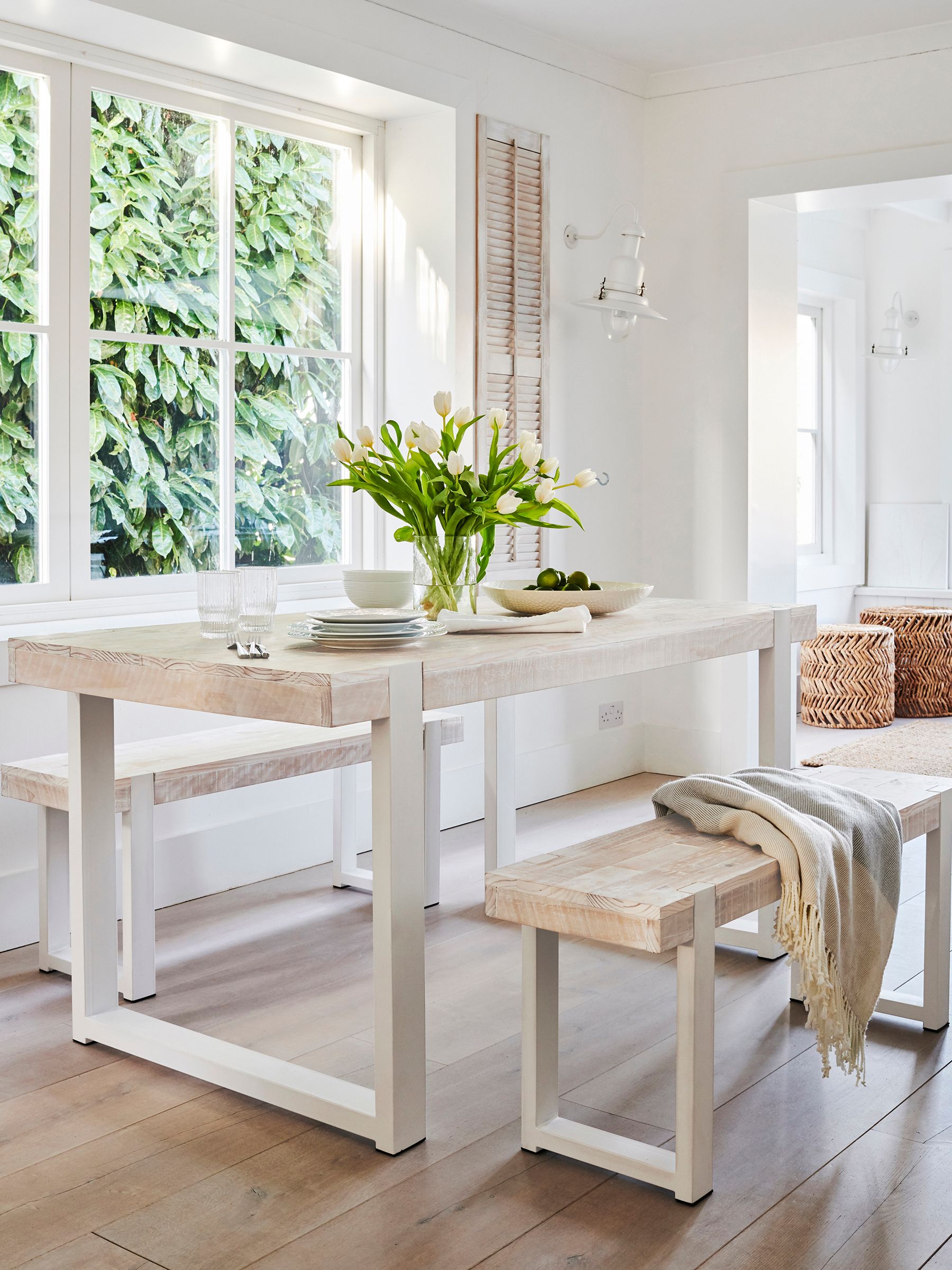 Buy White Jefferson Pine 4 Seater Dining Table and Bench Set from the Next UK online shop