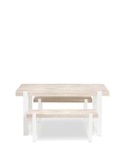 White Jefferson Solid Wood Pine 4 Seater Dining Table and Bench Set - Image 2 of 7
