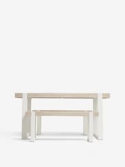 White Jefferson Solid Wood Pine 4 Seater Dining Table and Bench Set - Image 3 of 7