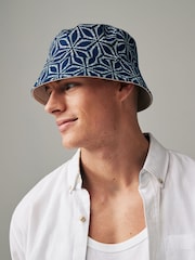Navy Blue/Pineapple Print Reversible Bucket 100% Cotton Hats 2 Pack - Image 4 of 11
