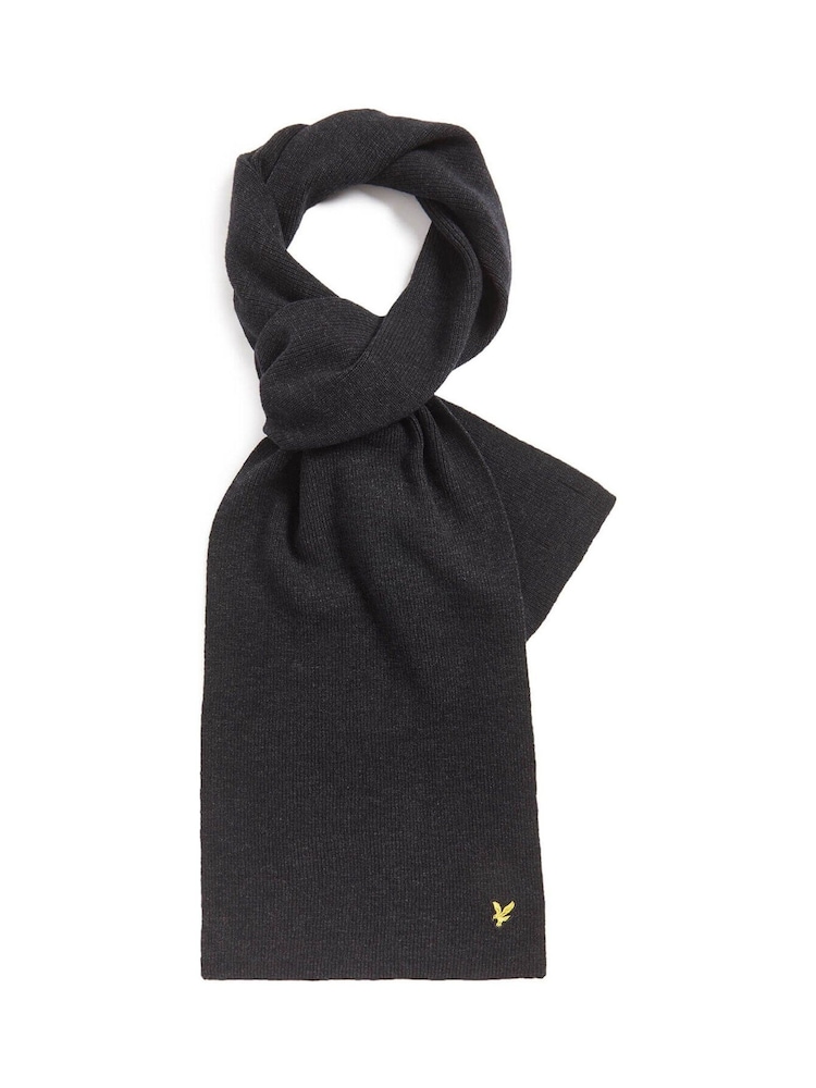 Lyle & Scott Black Lambswool Ribbed Scarf - Image 1 of 3