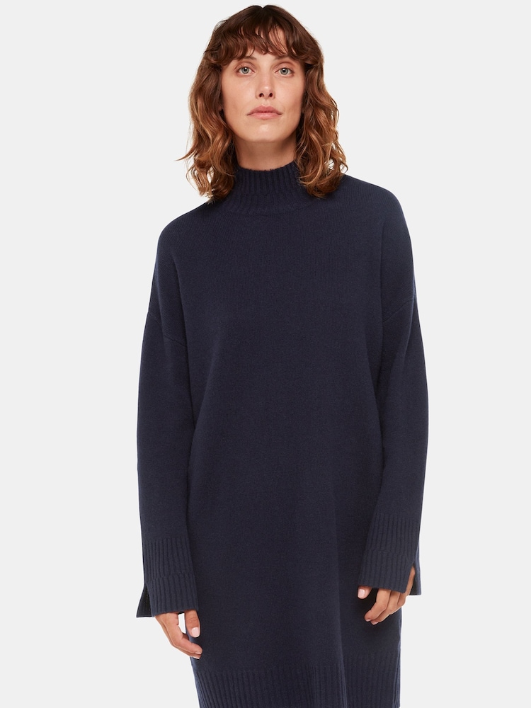 Whistles Blue Amelia Wool Knitted Jumper Dress - Image 1 of 4 Whistles Blue Amelia Wool Knitted Jumper Dress - Image 1 of 4