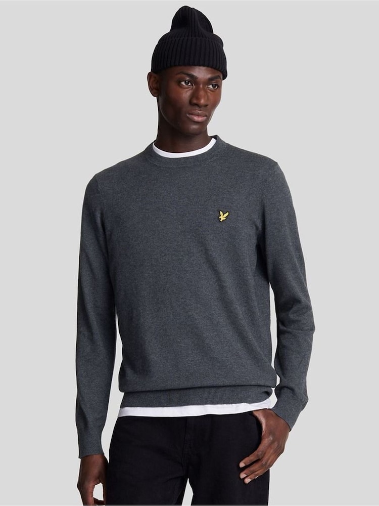 Темно-серый - Lyle & Scott Хлопок Меринос круглый вырез джемпер - Изображение 1 5 Темно-серый - Lyle & Scott Хлопок Меринос круглый вырез джемпер - Изображение 1 5