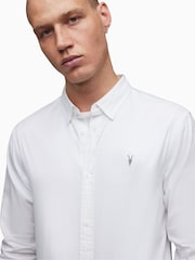 AllSaints White Hawthorne Long Sleeved Shirt - Image 4 of 6