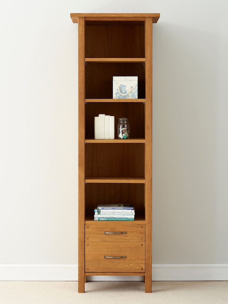 Laura Ashley Oak Milton 2 Drawer Single Bookcase - Image 1 of 5