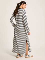 Joules Cleo Navy& White Striped Long Sleeve Jersey Midi Dress - Image 2 of 6