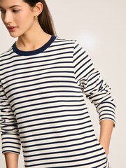Joules Cleo Navy& White Striped Long Sleeve Jersey Midi Dress - Image 4 of 6