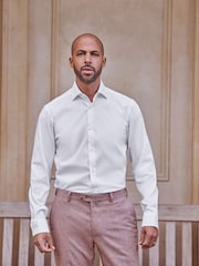 White Regular Fit Single Cuff Four Way Stretch Shirt - Image 1 of 6