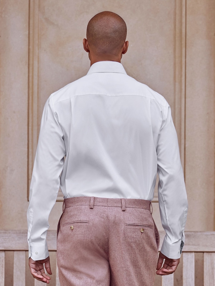 White Regular Fit Single Cuff Four Way Stretch Shirt - Image 2 of 6