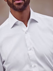 White Regular Fit Single Cuff Four Way Stretch Shirt - Image 3 of 6