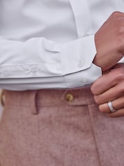 White Regular Fit Single Cuff Four Way Stretch Shirt - Image 4 of 6