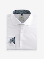 White Regular Fit Single Cuff Four Way Stretch Shirt - Image 5 of 6