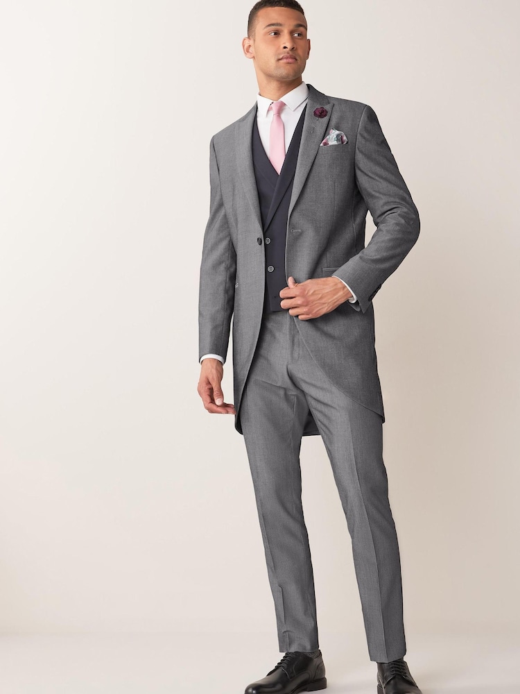 Grey Slim Morning Suit Jacket - Image 2 of 6