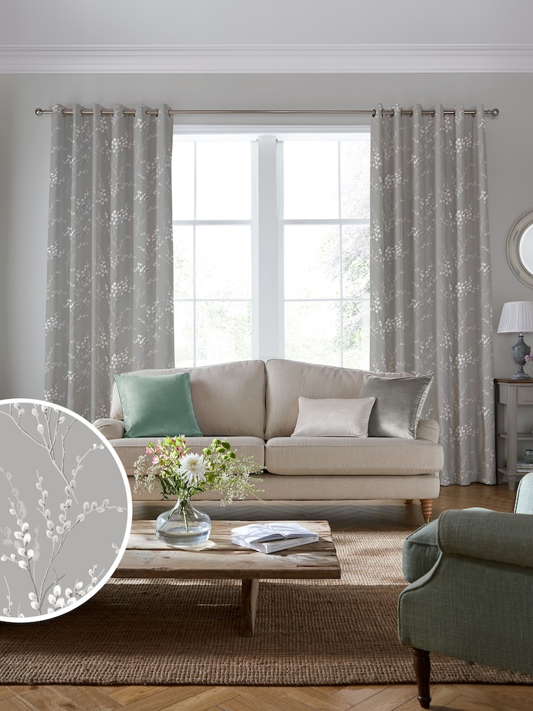 Laura Ashley Steel Pussy Willow Made to Measure Curtains - Image 1 of 7