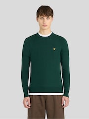 Зеленый - Lyle & Scott Хлопок Меринос круглый вырез джемпер - Изображение 1 6