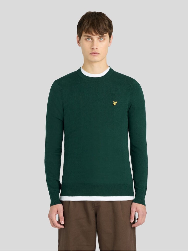 Зеленый - Lyle & Scott Хлопок Меринос круглый вырез джемпер - Изображение 1 6 Зеленый - Lyle & Scott Хлопок Меринос круглый вырез джемпер - Изображение 1 6