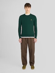 Зеленый - Lyle & Scott Хлопок Меринос круглый вырез джемпер - Изображение 2 6