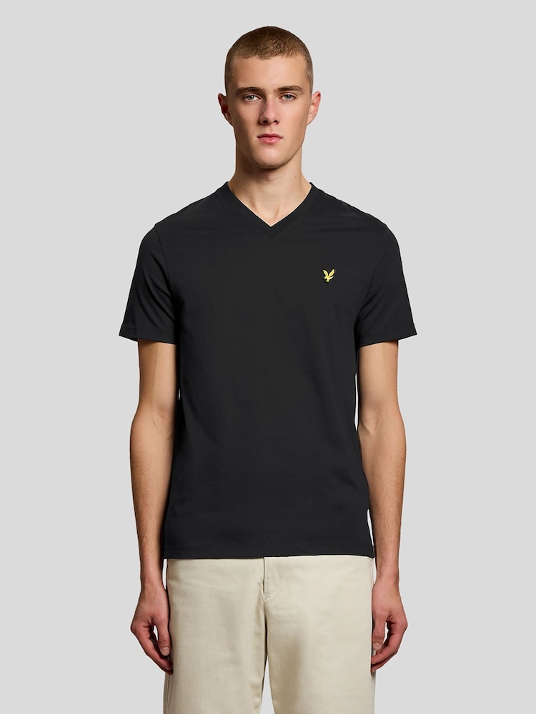 Lyle & Scott Black V-Neck T-Shirt - Image 1 of 6 Lyle & Scott Black V-Neck T-Shirt - Image 1 of 6
