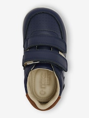 Navy Standard Fit (F) Touch Fastening Leather First Walker Baby Shoes - Image 1 of 6