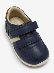 Navy Standard Fit (F) Touch Fastening Leather First Walker Baby Shoes - Image 2 of 6